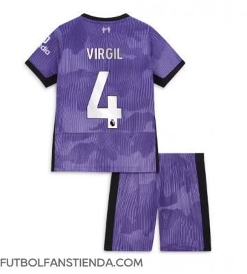 Liverpool Virgil van Dijk #4 Tercera Equipación Niños 2023-24 Manga Corta (+ Pantalones cortos)